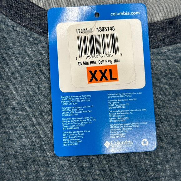 Men’s Columbia XXL 2X Crewneck Shirt T-Shirt Navy Blue Long Sleeve Omni-Wick NWT - Picture 7 of 9